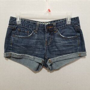 Mossimo shorts 3 lightly distressed denim jean cuffed Fit 6 whiskered summer